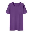 thumbnail image 5 of Vmvidoty Plus Size Womens Summer Tops Dressy Casual Short Sleeve Shirts Crew Neck Tunic Blouses Purple L (Women's Plus）, 5 of 5