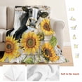 thumbnail image 5 of Yellow Sunflowers Blanket Soft Cozy Warm Throw Blanket for Couch, Plush Fuzzy Flannel Fleece Blankets for Sofa, Farmhouse Cow Barn Doors Floral Butterfly Bed Blankets Gifts for Men, 40"x50", 5 of 9