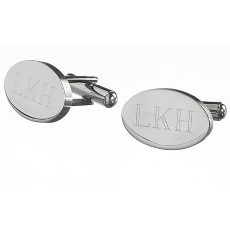 Personalized Stainless Steel Engraved Oval Cuff Links