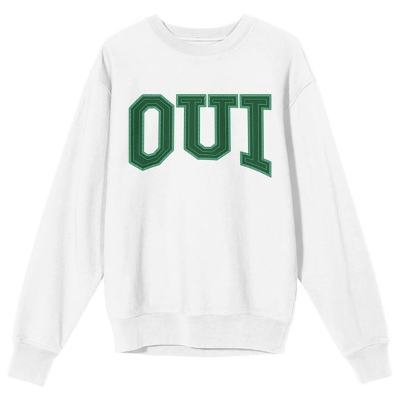 French Oui Adult White Crew Neck Sweatshirt-Medium