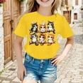 thumbnail image 3 of Tfken Toddler Child Girls T-Shirts Crew Neck Short Sleeve Tops Cat Print Summer Comfortable Tee Yellow Size 8-10 Years, 3 of 5