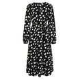 thumbnail image 5 of Lindreshi Fall Dresses for Women 2026 Homecoming Dresses Women Fashion V-Neck Long Sleeve Bandage Print Party Fall Length Dress, 5 of 7