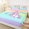 thumbnail image 4 of Erosebridal Girls Unicorn Rainbow Print Bed Sheets,Colorful Glitter Print Monogrammed J King Sheets For Kids 4 Pieces, 4 of 6
