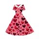 thumbnail image 5 of Vestido de manga corta con cuello en V para niña, estampado de manga corta, falda con cuello doblado y cintura mediana y grande, de poliéster., 5 of 6