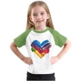 thumbnail image 6 of Piuwrlz Round Neck T-Shirts Children's Girls Hearts Short Sweatshirt Sleeve Printed Fashionable Shirt Top Green Size 4 Years, 6 of 8