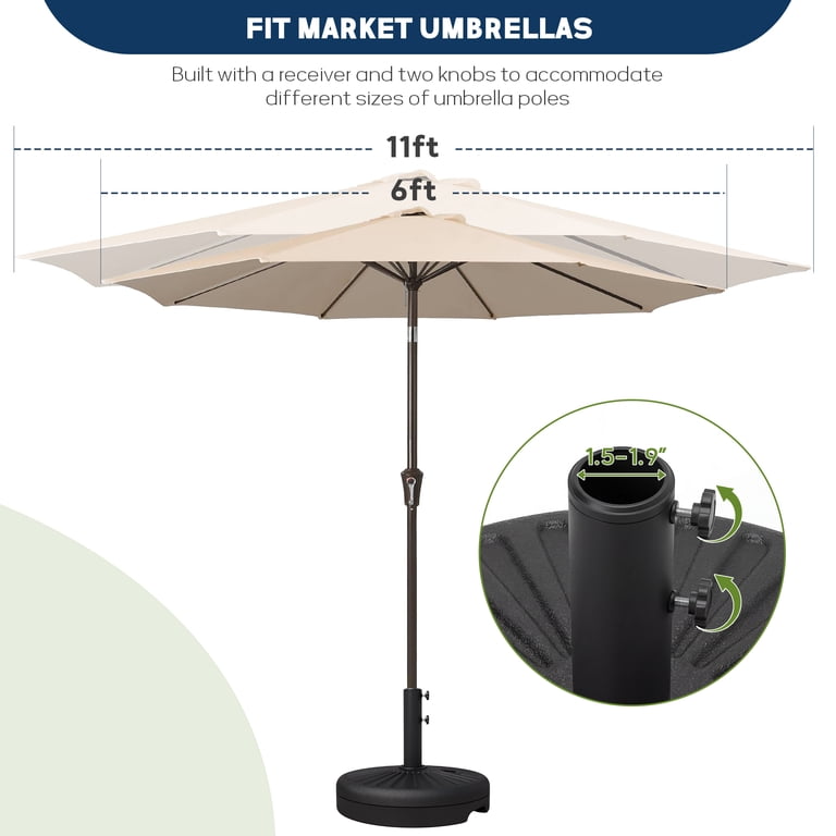 diameter of patio umbrella pole Weights w/ Wheels 88-143 lb for 1 7/8" Poles the Push and Pop Market Umbrella Treasure Garden 32" Bottom Umbrella