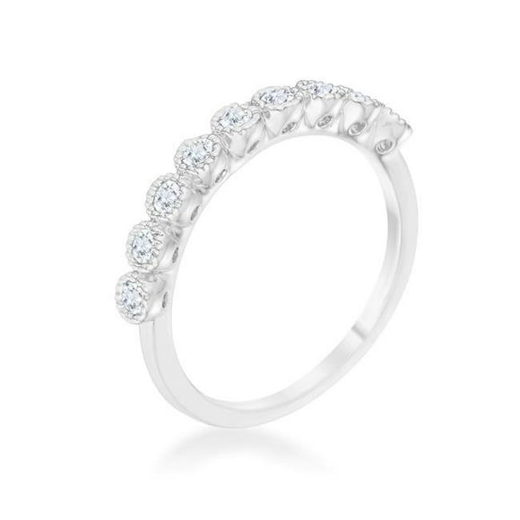 Womens Bea 0.27 CT Cubic Zirconia Rhodium Delicate Band - Size 8