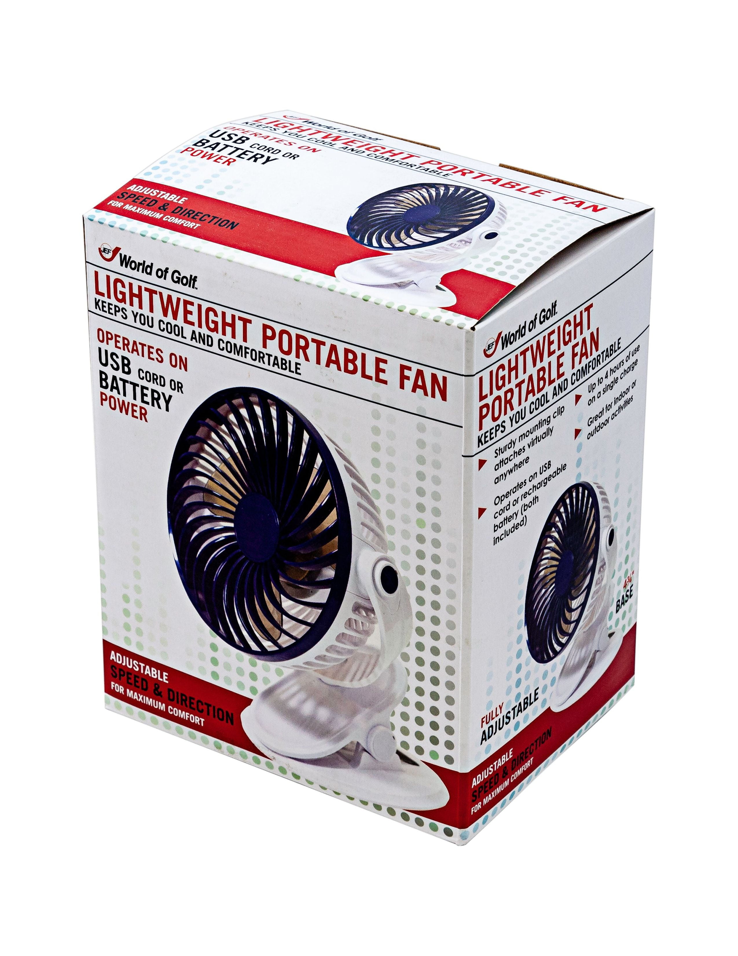 JEF World of Golf Portable Mini Battery Golf Cart Table Fan with Clip