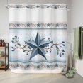 thumbnail image 6 of No Hook Shower Curtain, Country Star Blue Shower Curtains for Bathroom with See Through Top Window, Farmhouse Vintage Branches Wooden Waterproof & Washable Bath Curtain Long 72"x78", 6 of 9
