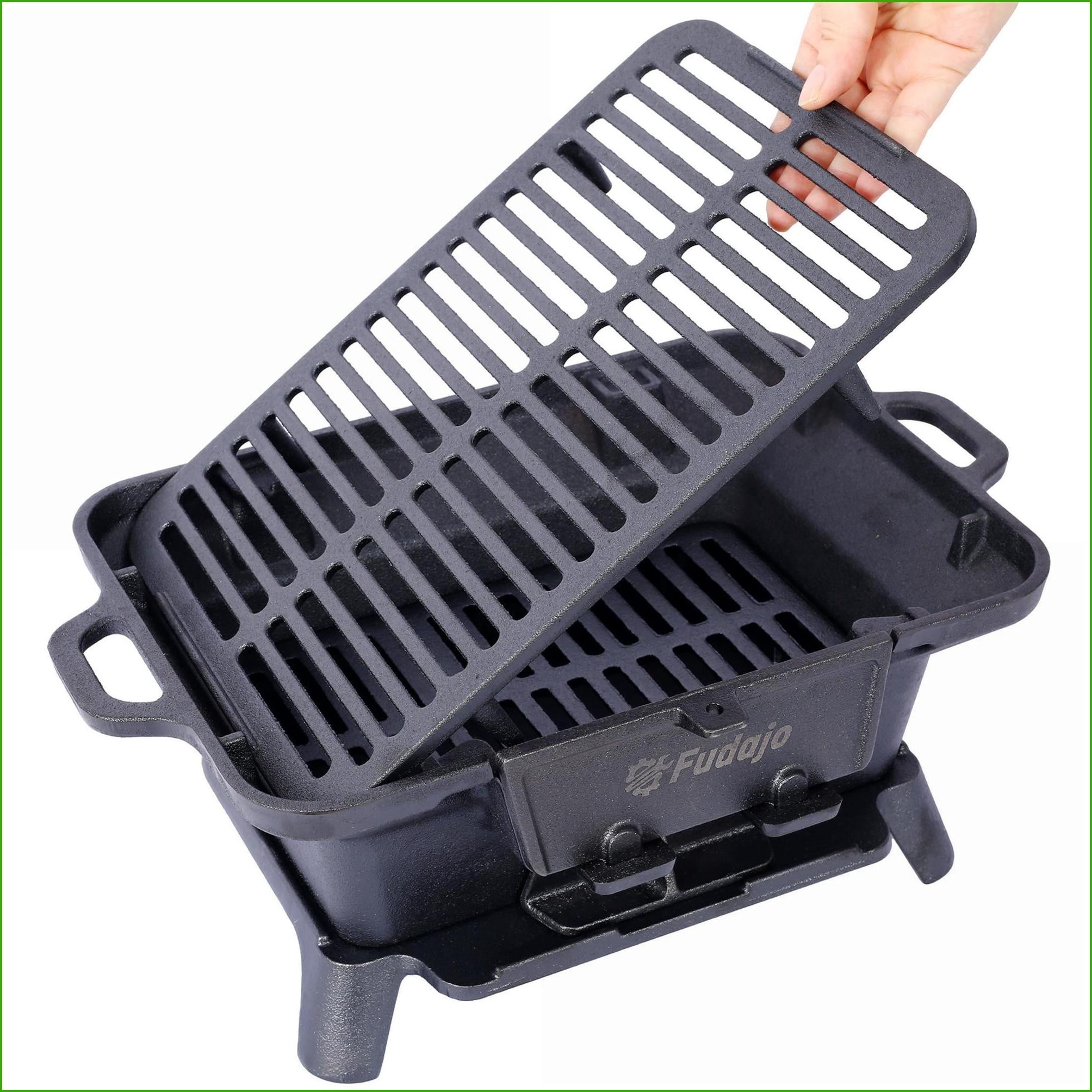 GrillSmokers | Portable Enameled Cast Iron Charcoal Grill, Tabletop for Camping Tailgating Picnics | Black | Iron