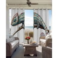 thumbnail image 6 of Chameleon Animal Motif Blackout Curtains for Bedroom Living Room Darkening Curtains 63 Inches Long Watercolor Chameleon Artwork Window Curtain 2 Panels Set Window Treatment Grommet Drapes 42"x63", 6 of 9