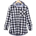 thumbnail image 1 of Chaqueta de punto informal de manga larga a cuadros con capucha y otoño para mujer con bolsillo Adepaton CJWUS-3455, 1 of 2