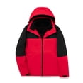thumbnail image 3 of Timoontee Men's 3 in 1 Rain Jacket Outdoor Hiking Windbreaker Casual Comfy Fleece Jacket Coat Color Block Full Zip Coats Warm Winter Outerwear Red L, 3 of 8