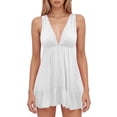 thumbnail image 1 of Vestido de verano sin mangas con cuello en V y corte en A para mujer: fluido, informal, tejido de lino - S-XL, 1 of 4