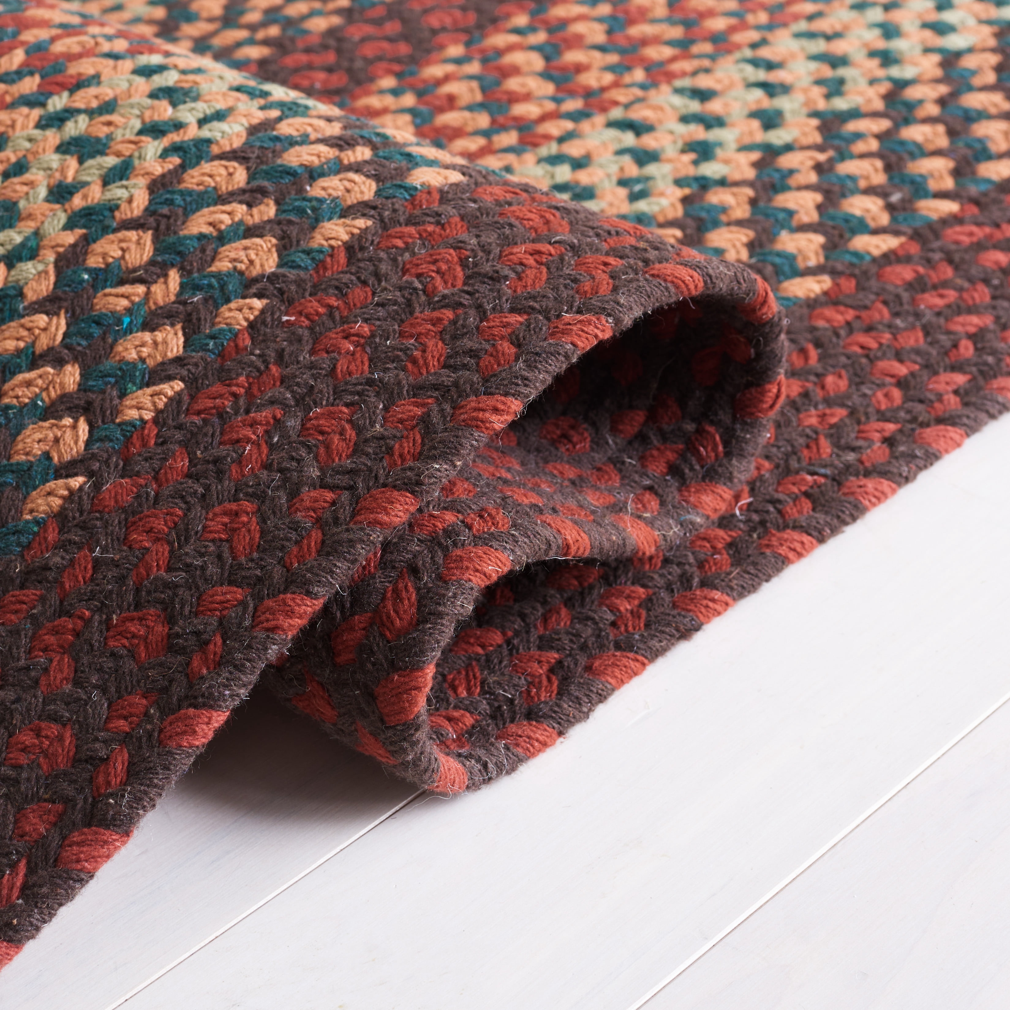 SAFAVIEH Braided Claes Bordered Reversible Area Rug, Brown/Rust, 4' x 6' Oval
