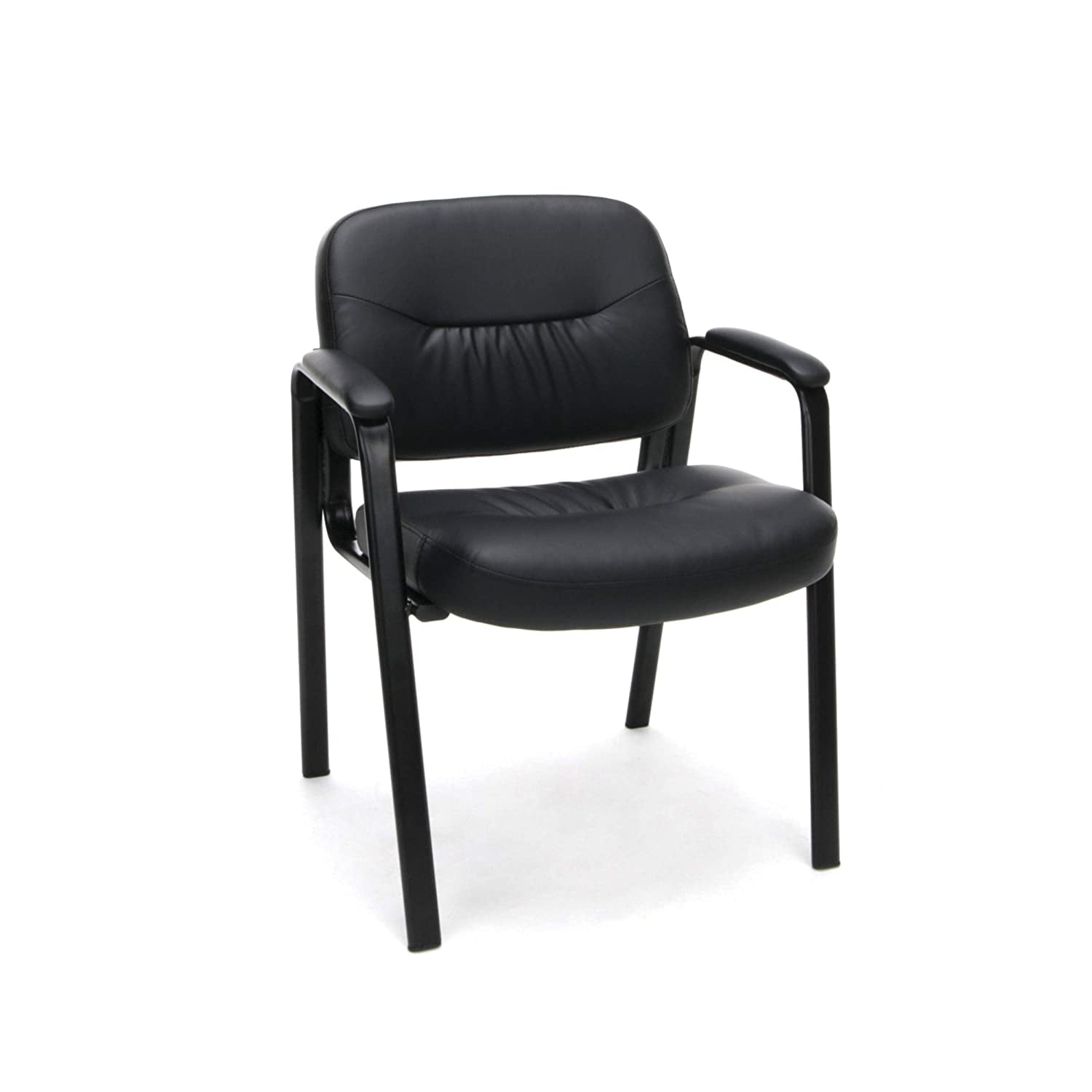 Waiting Room Chair Comfort Back Design Black Leather Side Reception Chair 