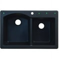 thumbnail image 3 of Transolid Aversa 33in x 22in silQ Granite Drop-in Double Bowl Kitchen Sink with 4 BACE Faucet Holes, In Black, 3 of 4