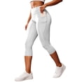 thumbnail image 2 of Costeam Womens High Waist Capri Yoga Pants Dual Side Phone Pockets Tummy Control 4 Way Stretch Non See Through Compression Athletic Workout Running Leggings, 2 of 7