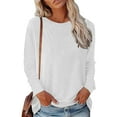 thumbnail image 2 of felwors Womens Crewneck Long Raglan Sleeve Sweatshirt Relaxed Fit Pullover Tops White, XXXL, 2 of 8