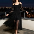 thumbnail image 6 of JOANKDMI Women's Gothic Midi Dress Elegant Vampire Costume Cold Shoulder Sheer Long Sleeve Lace-up Corset for Roleplay Halloween Party Outfit Chic, S-3XL, 6 of 8
