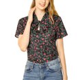 thumbnail image 1 of Allegra K Blouse Imprimée à Manches Courtes avec Nœud pour Femmes, 1 of 4