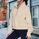 thumbnail image 2 of Sudaderas informales con cuello alto para mujer traje deportivo con capucha de gran tamaño Color sólido, 2 of 6
