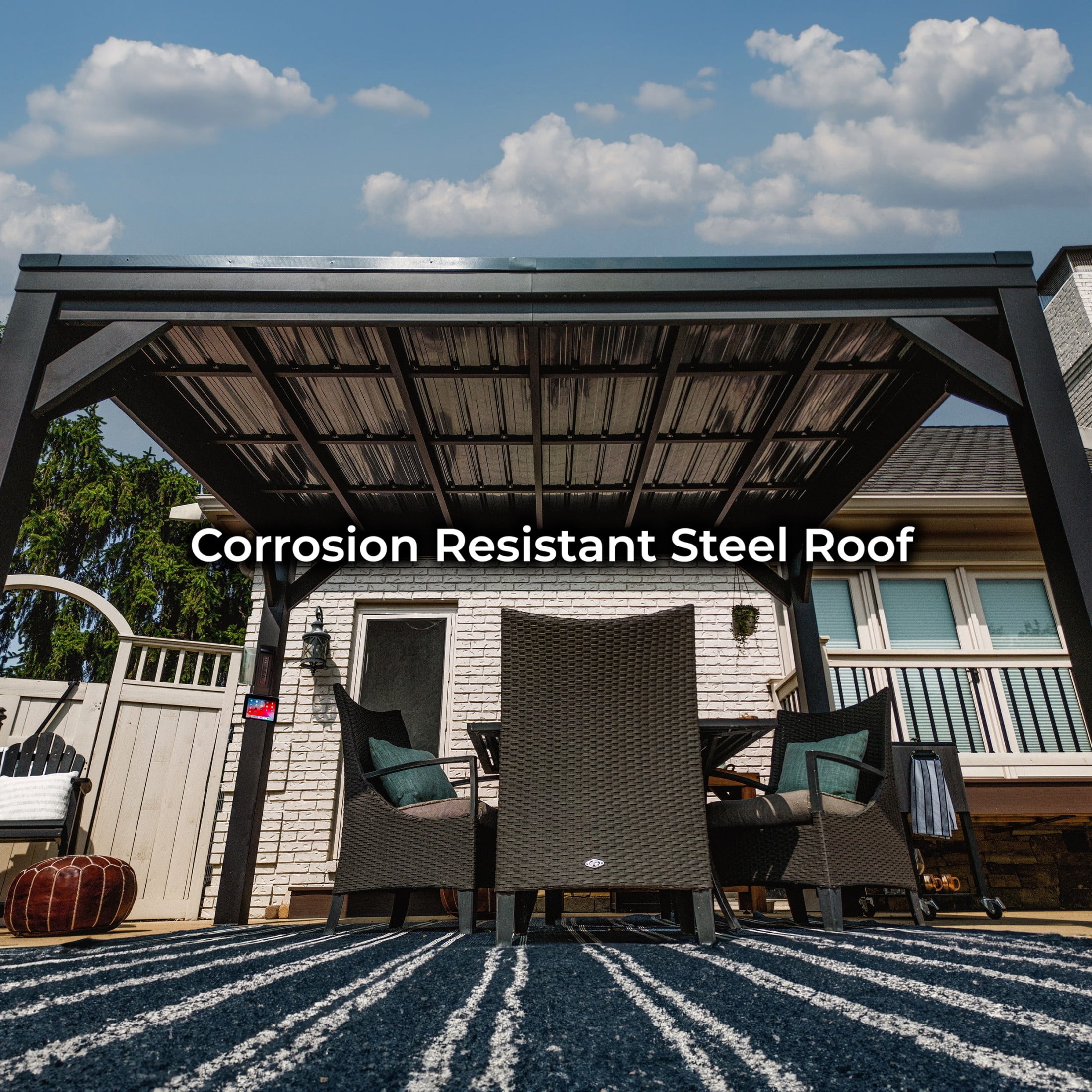 Backyard Discovery Stonebridge 12' x 9.5' Galvanized Steel Gazebo, Steel Roof, PowerPort