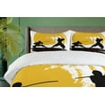 thumbnail image 4 of Ambesonne Japanese Duvet Cover Sets, Watercolor Style Ninja, 2-Queen, Vermilion Mustard, 4 of 7