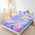 thumbnail image 3 of Manfei Dreamy Mermaid Princess Bed Sheets for Kids, Fairy Tale Castle King Sheets, Purple Fish Scale Sheet Set, Luxury Bedroom Decor, 4-Piece, 3 of 6