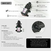 Rezlli 12V Water Pump for RV, Boat, and Camper, Self Priming Diaphragm Pump with Hose, 1 Pack