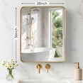 thumbnail image 2 of Gianna Anti-Fog Bathroom Wall Mirror – 28" x 36" Shatterproof Vanity Mirror with Rectangular Metal Frame, Gold, 2 of 5