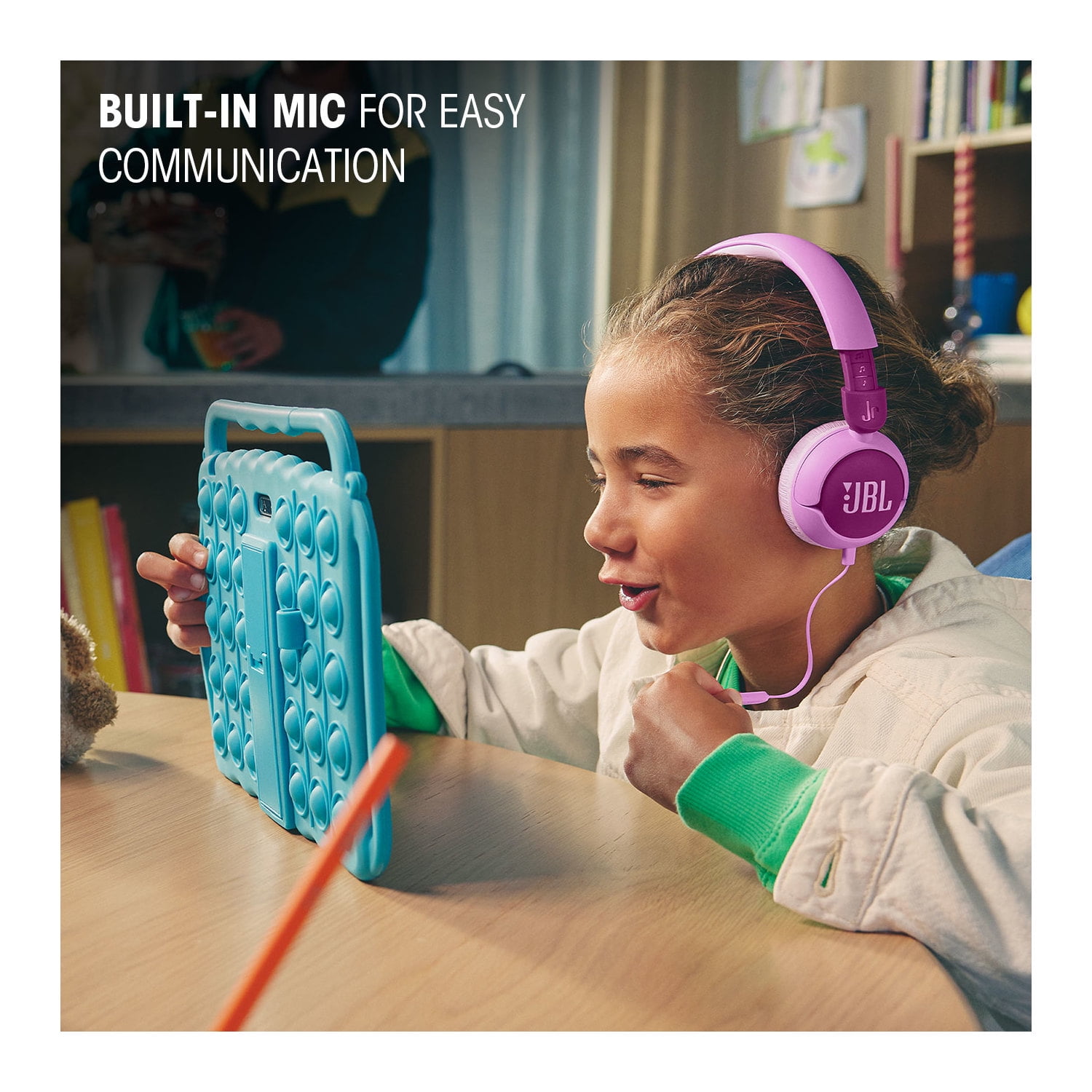 JBL Junior 320 - Colorful, durable wired on-ear headphones with JBL Safe Sound for kids - Purple