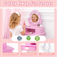 thumbnail image 6 of SESSLIFE Kids Vanity Set with Mirror Lights and Drawers, Wooden Princess Makeup Desk Set, Toddler Dressing Table Set, Pretend Play Kids Vanity Table and Chair Set for Little Girls aged 3+, Pink, 6 of 9