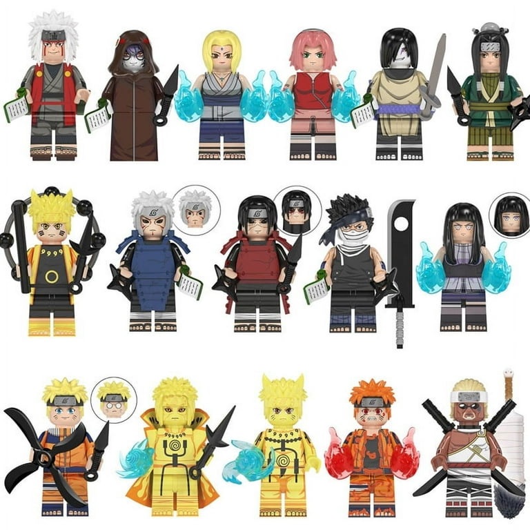 Anime Ninja Action Figures Toy,Anime Ninja with Weapons Building