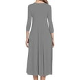 thumbnail image 5 of Zpanxa Plus Size Dress for Women, Solid 3/4 Sleeve Empire Waist Dress, Round Neck Fall Dress Casual Midi T-Shirt Dress Gray S, 5 of 5