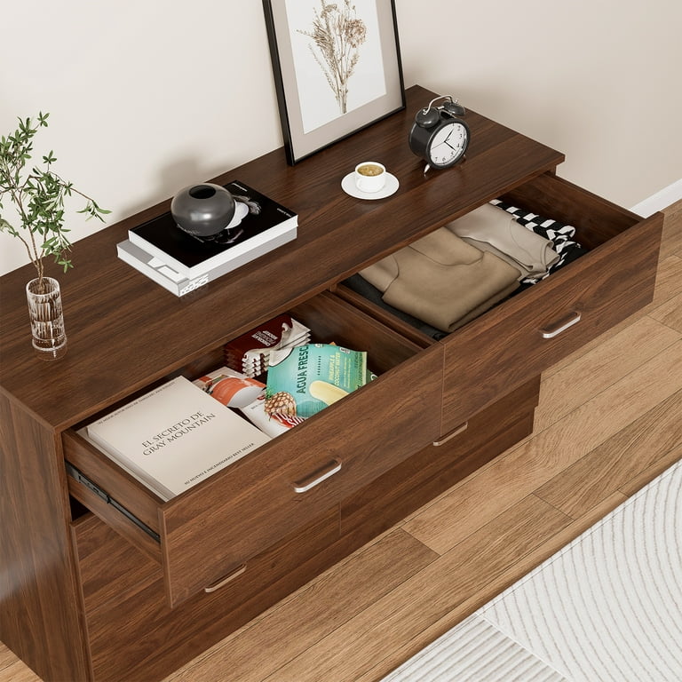 TOSWIN Space-Saving Brown Wooden 7-Drawer Dresser for Bedroom and Living  Room - ShopStyle