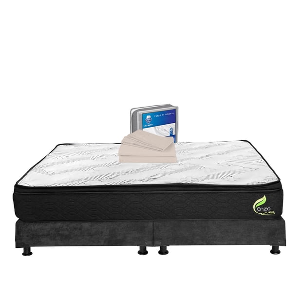 Colchón King Size Restonic Enzo + Box + Juego de Sábanas