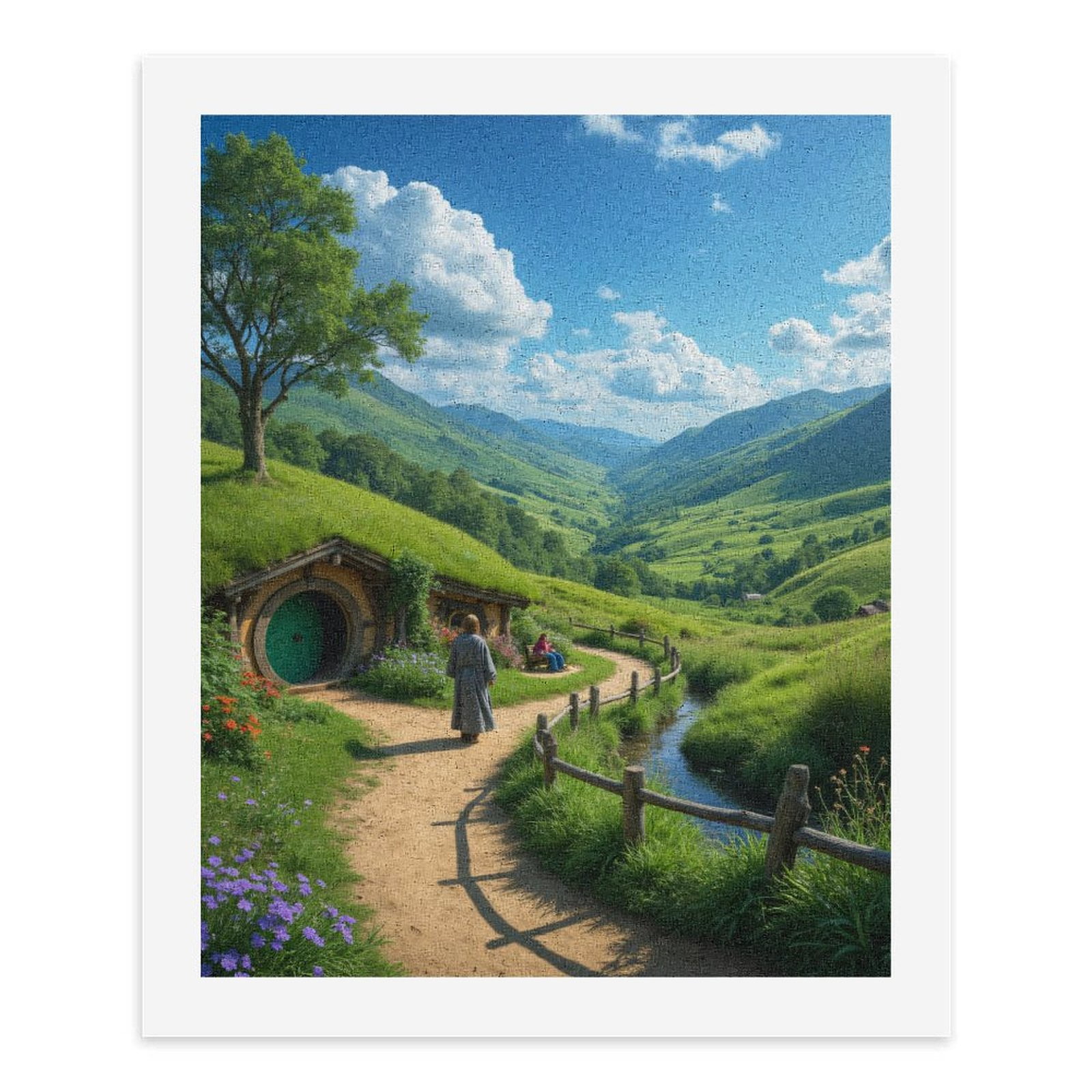 Paint By Numbers Kit for Adults Beginner - DIY Green Hillside Pathway Village Canvas Painting Kits for Adults, Frameless Paint By Number for Adults for Home Wall Decor 16x20 Inch