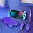 thumbnail image 3 of PlayVital AlterGrips Glossy Protective Slim Case for Nintendo Switch OLED, Ergonomic Grip Cover for Joycon, Dockable Hard Shell for Switch OLED w/Thumb Grip Caps & Button Caps - Chameleon Purple Blue, 3 of 9
