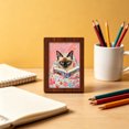 thumbnail image 4 of Roiihwy 6 Styles Reading Cats Mini Framed Wall Art Decor, Colorful Floral Print Small Wooden Picture Frame, 2.4x1.8x0.4in Multicolor, 4 of 6