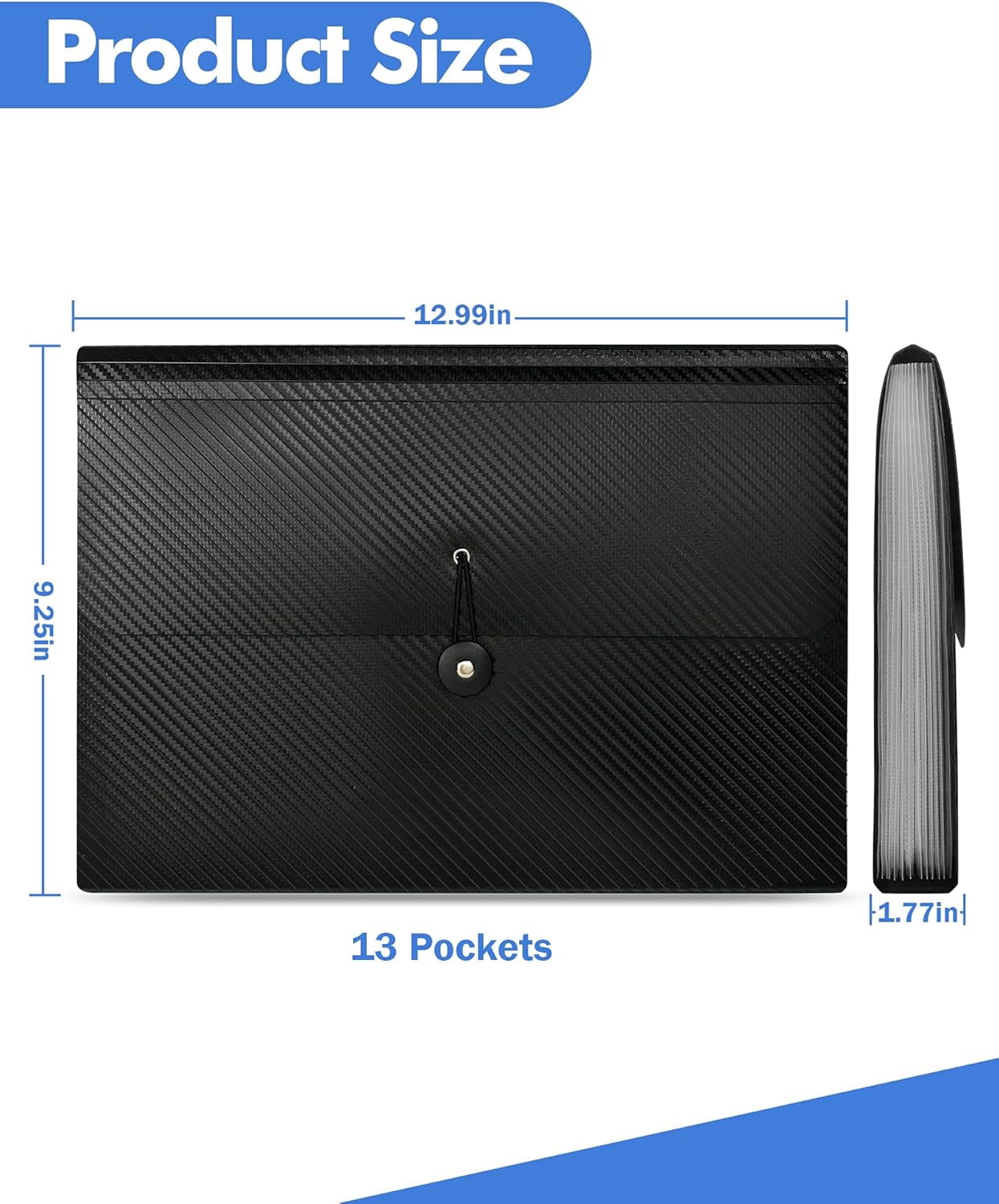 Expanding File Folder with Tabs, 13 Pockets File Organizer Accordion File Holder ，with Elastic Buckles Closure, A4 Paper Document Organizer for Home School Office