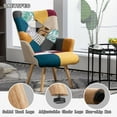 thumbnail image 3 of Living Room Accent Chair with High Backrest, Bedroom Plaid Bohemian Upholstered Armchair for Mid Century, Modern Cozy Chairs for Small Spaces, Colorful, 3 of 5