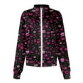 thumbnail image 4 of IYYVV Women's Ultra Soft Stretch Zip Up Scrub Jacket Floral Print Long Sleeve Scurbs Tops Coffee 5XL, 4 of 5