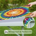 thumbnail image 6 of Tie Dye Color Burst Pattern Square Fitted Tablecloth with Elastic Edge,Square Table Cover,Washable Elastic Table Cover for Home Kitchen Party Decor 34"x34", 6 of 6