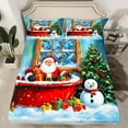 thumbnail image 2 of Manfei Christmas Festival Child Full Size Sheets, Kawaii Santa Claus Bed Sheets, Winter Snowman Sheet Sets, Ultra Soft Home Decor, 4pcs, 2 of 7
