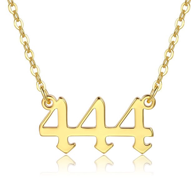 Collar con número de ángel dorado. Collar de números en inglés antiguo MFZFUKR CPB-US-PSF1371-4