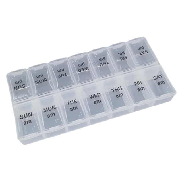 Pastillero Portátil para 7 Días Almacenamiento Pastillas 2 Veces Al Día (blanco Grande)