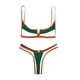 thumbnail image 5 of Conjunto de bikini para mujer, microtriángulo, sin mangas, traje de baño para playa Marrón, 5 of 9