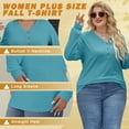 thumbnail image 5 of Button V Neck Tops for Women Long Sleeve Plus Size Fashion Tshirts Loose Casual Mint Tee Blouses Clothing Size 4XL, 5 of 9