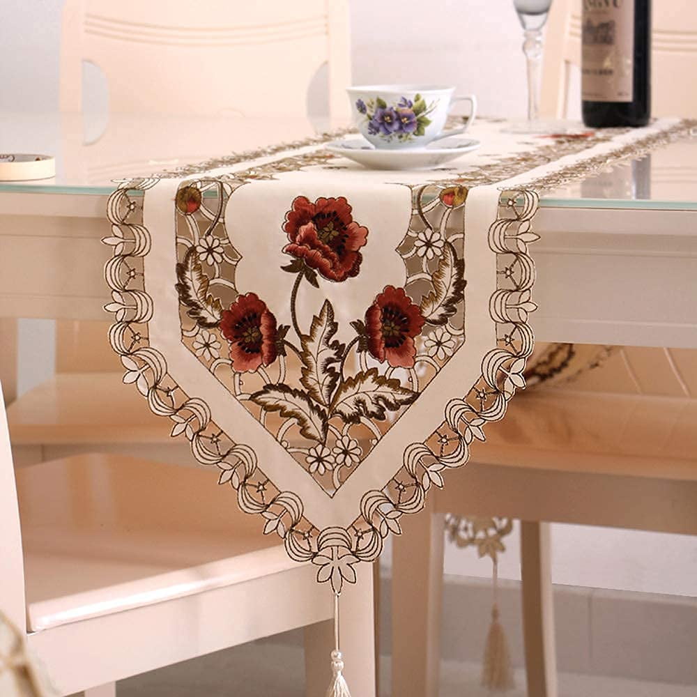 New Cream Table Runner Cutwork Embroidery Dining Kitchen Lounge Sideboard Self New Cream Table Runner Cutwork Embroidery Dining Kitchen Lounge Sideboard Self